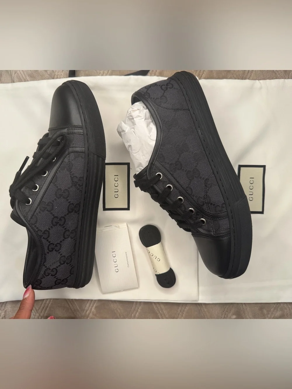 Gucci Black GG Canvas Low-Top Sneakers